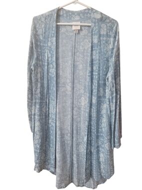 Knox Rose Light Blue Printed Open-Front Women's Cardigan